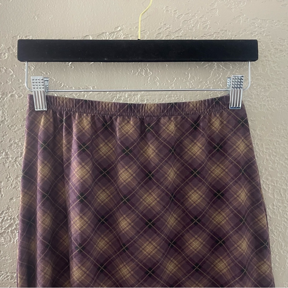 Y2K‎ SHEIN Soft Purple/Brown Plaid Grunge Maxi Skirt Elastic Waist Size Medium - Picture 2 of 5